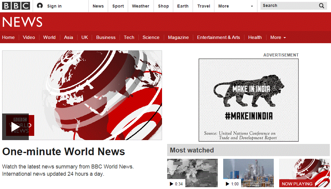 bbc 1 min world news