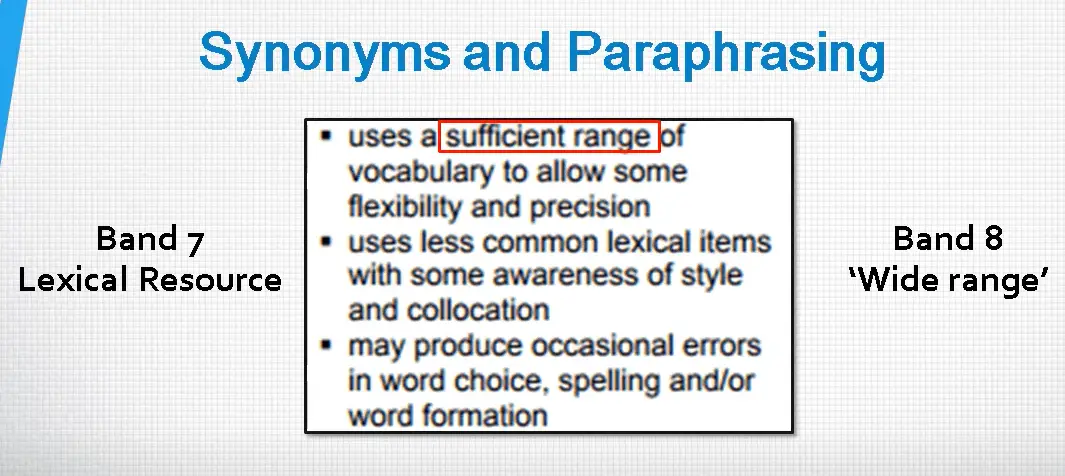 IELTS paraphrasing examples