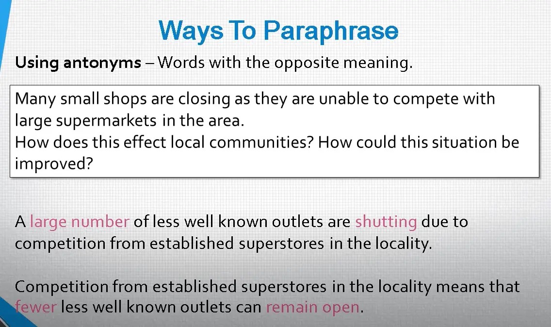 paraphrasing for ielts writing task 2