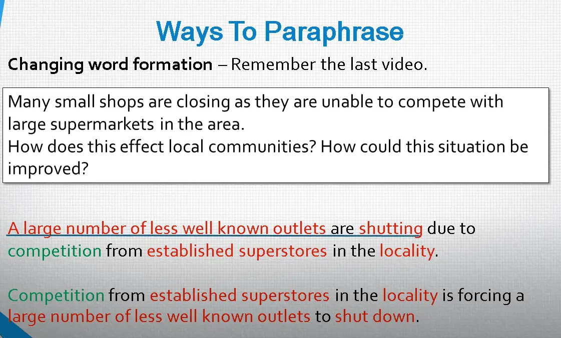 ielts paraphrasing words pdf