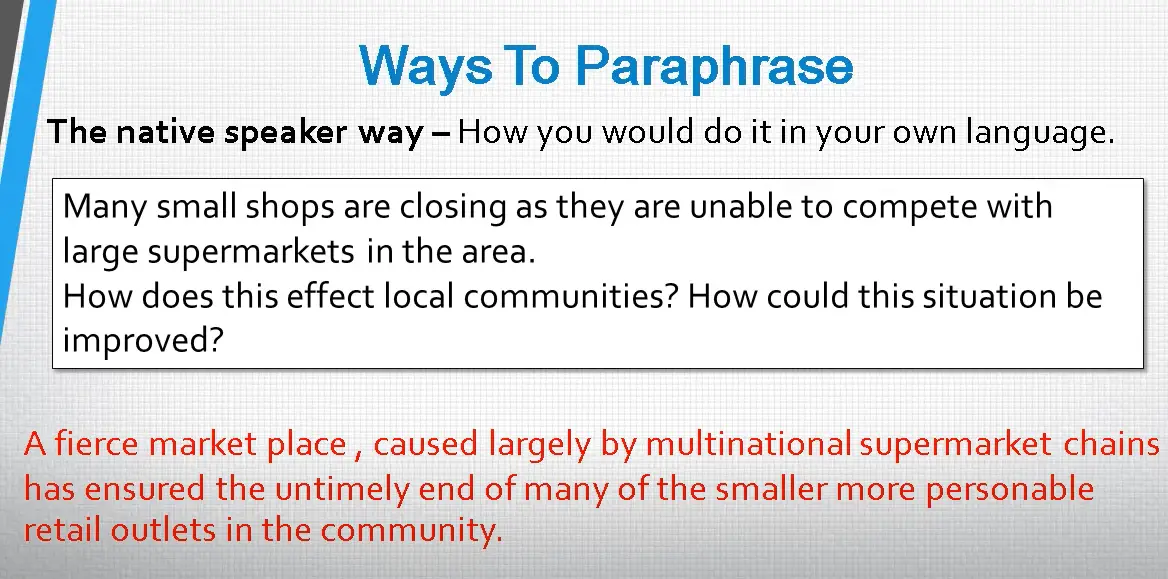how do you paraphrase in IELTS writing?