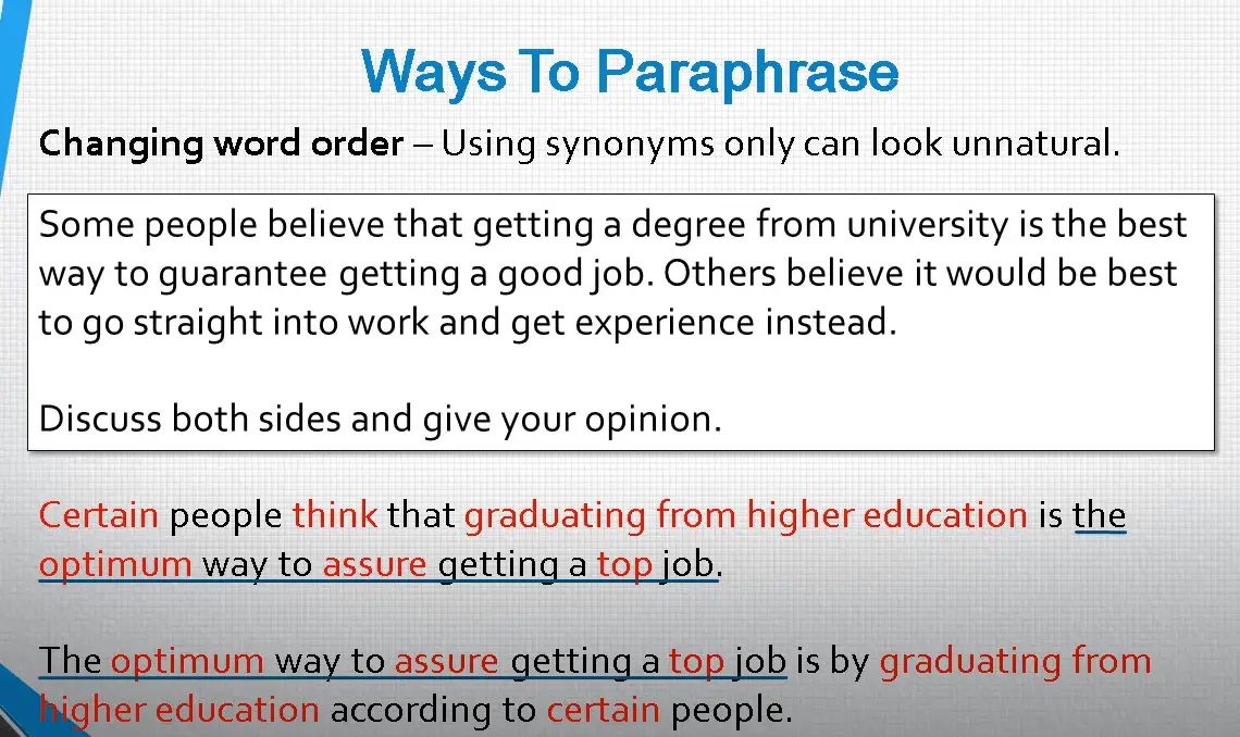 paraphrasing examples for college